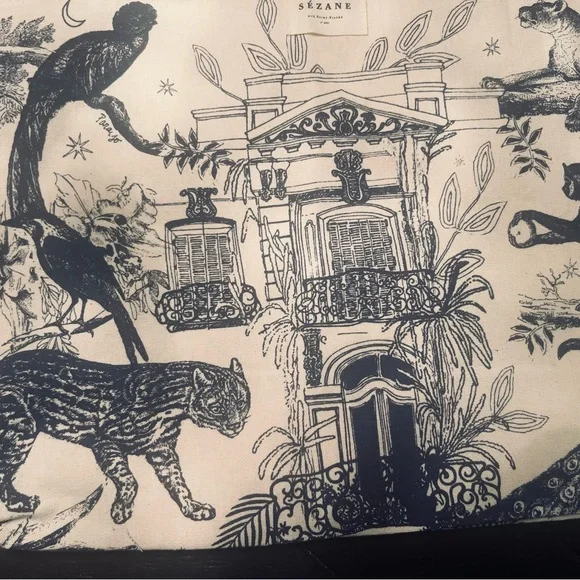 NEW Sézane exotic print tote in black - Picture 3 of 5